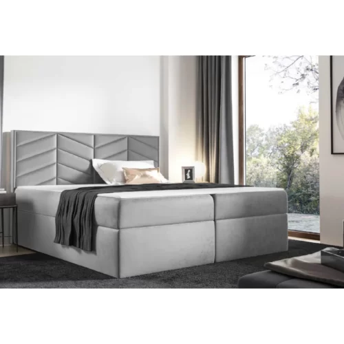 ST6 Boxspring ágy világosszürke színben