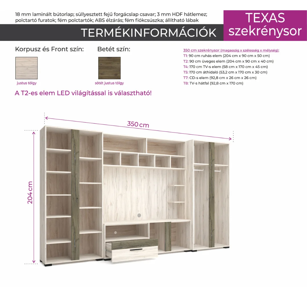 Texas-szekrenysor_meretrajz Texas-szekrenysor_meretrajz