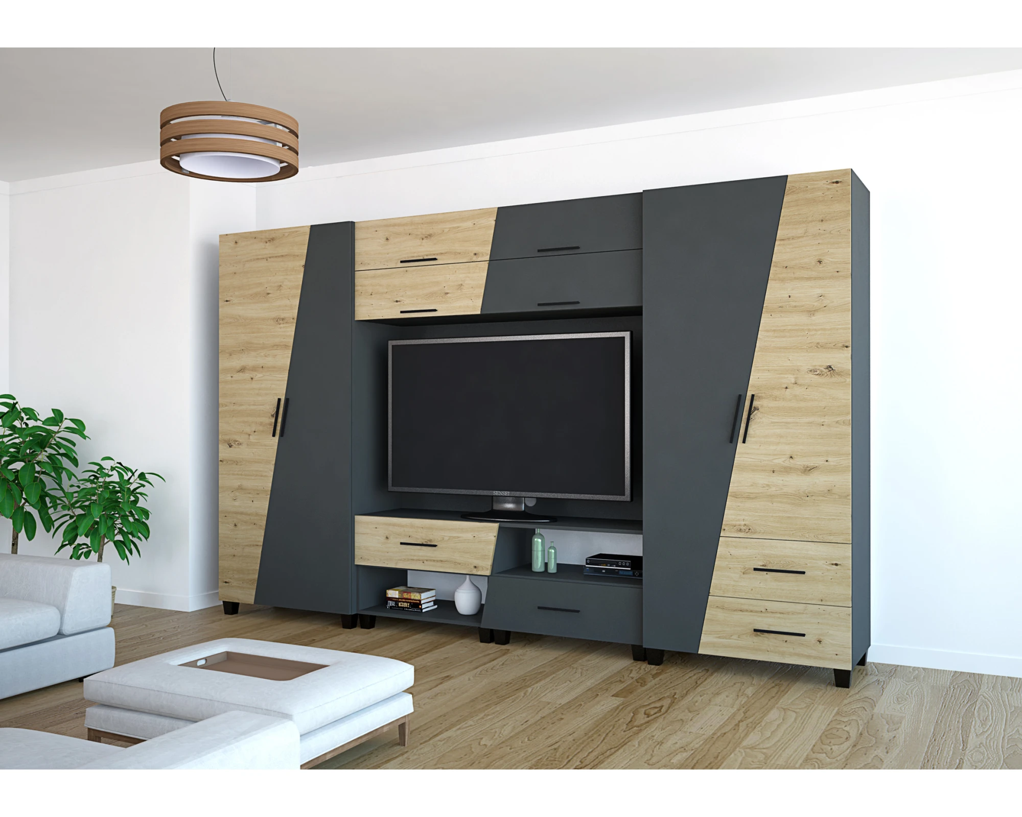 onix szekrénysor artisan tölgy – matt sötétszürke színben onix szekrénysor artisan tölgy – matt sötétszürke színben