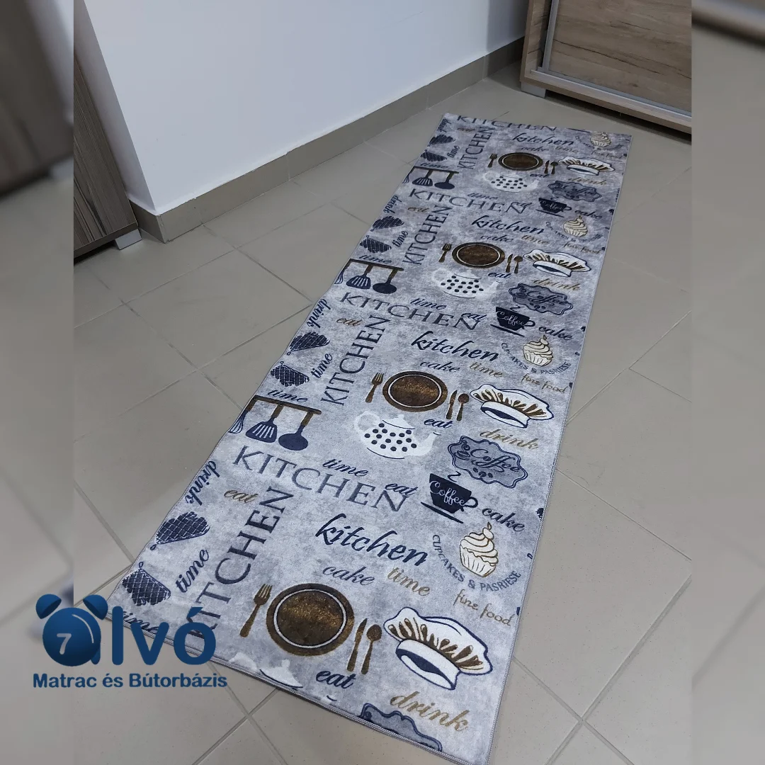 mosható konyhai szőnyeg szürke kitchen 60x180 cm és 70x200 cm-es méretben érhető el!