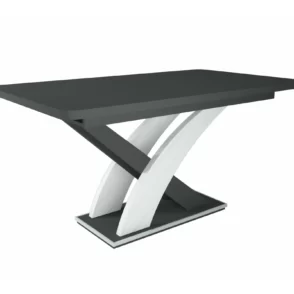 Elis asztal matt sötétszürke - rusztik fehér színben, bővíthető asztallappal