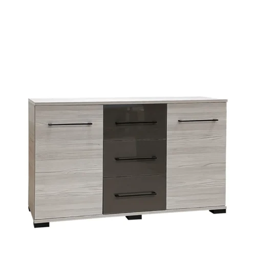Nova 2 ajtós, 2 fiókos komód, magasfényű antracit és katthult színben. Modern stílusú, eleganciával kiegészült darab. A Nova termékcsalád tagja.