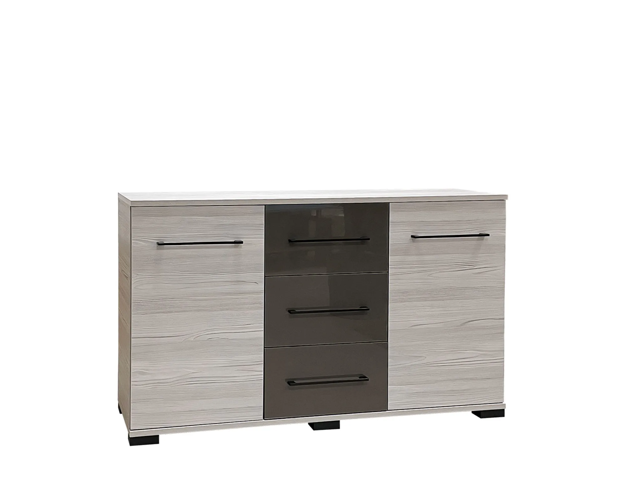 Nova 2 ajtós, 2 fiókos komód, magasfényű antracit és katthult színben. Modern stílusú, eleganciával kiegészült darab. A Nova termékcsalád tagja.