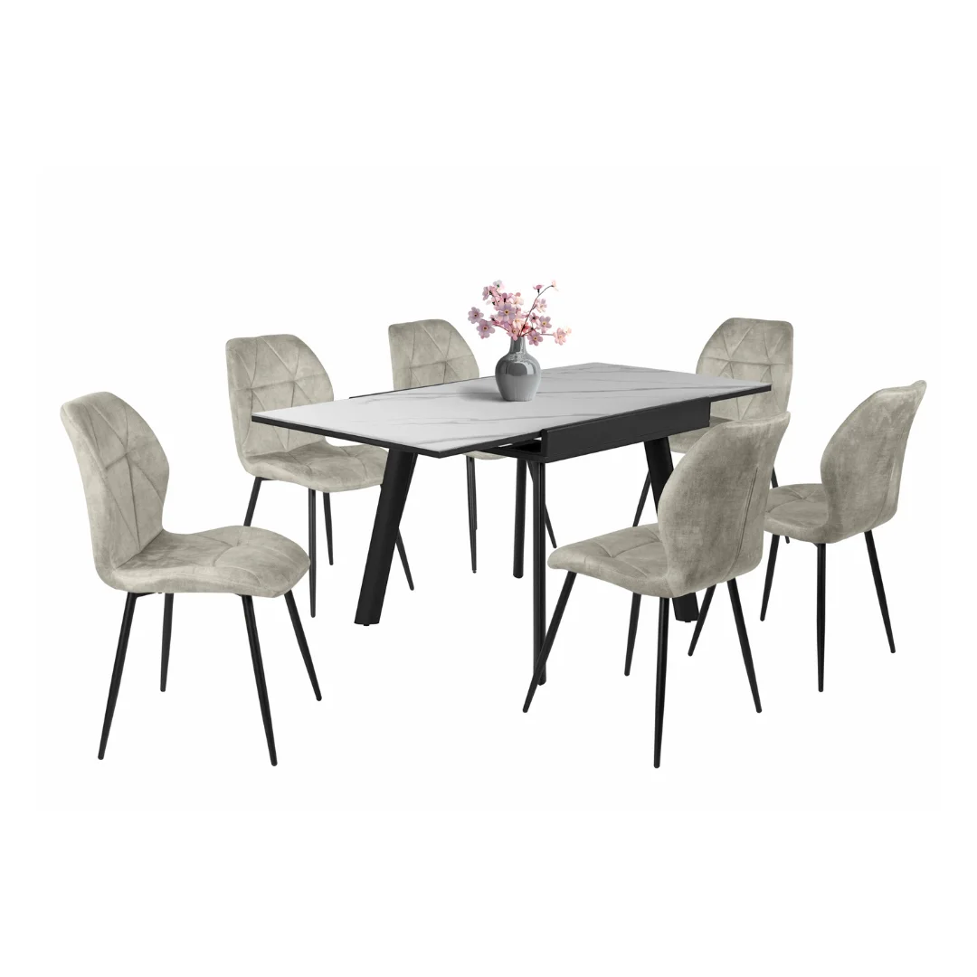 Diaz-asztal-feher-marvany-Vanda-szek-beige Diaz-asztal-feher-marvany-Vanda-szek-beige