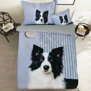 3D Border collie kutyás ágyneműhuzat garnitúra. Minőségi pamutból készült darab, menő állatos mintával.