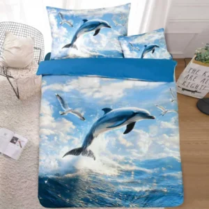 3D delfines ágyneműhuzat garnitúra. Minőségi pamutból készült darab, menő állatos mintával.