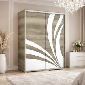 Baku gardrób canyon tölgy színben fehér 3D mintával.
