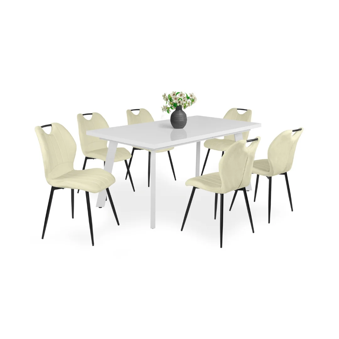 Magasfenyu-Linett-asztal-feher-Kinga-szek-beige Magasfenyu-Linett-asztal-feher-Kinga-szek-beige