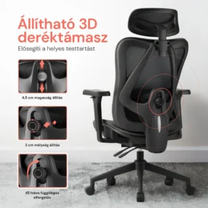 Ergonomikus forgószék fekete színben